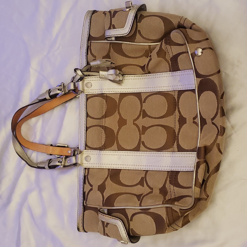 Coach Canvas Gallery Jacquard Satchel Tote Handbag